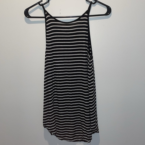American Eagle Soft and Sexy Black and White Striped High Neck Tank Top - Picture 6 of 7